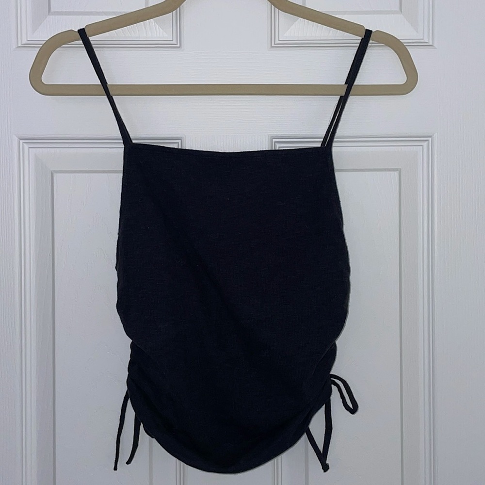 Aerie high neck tank top with cinched sides in black